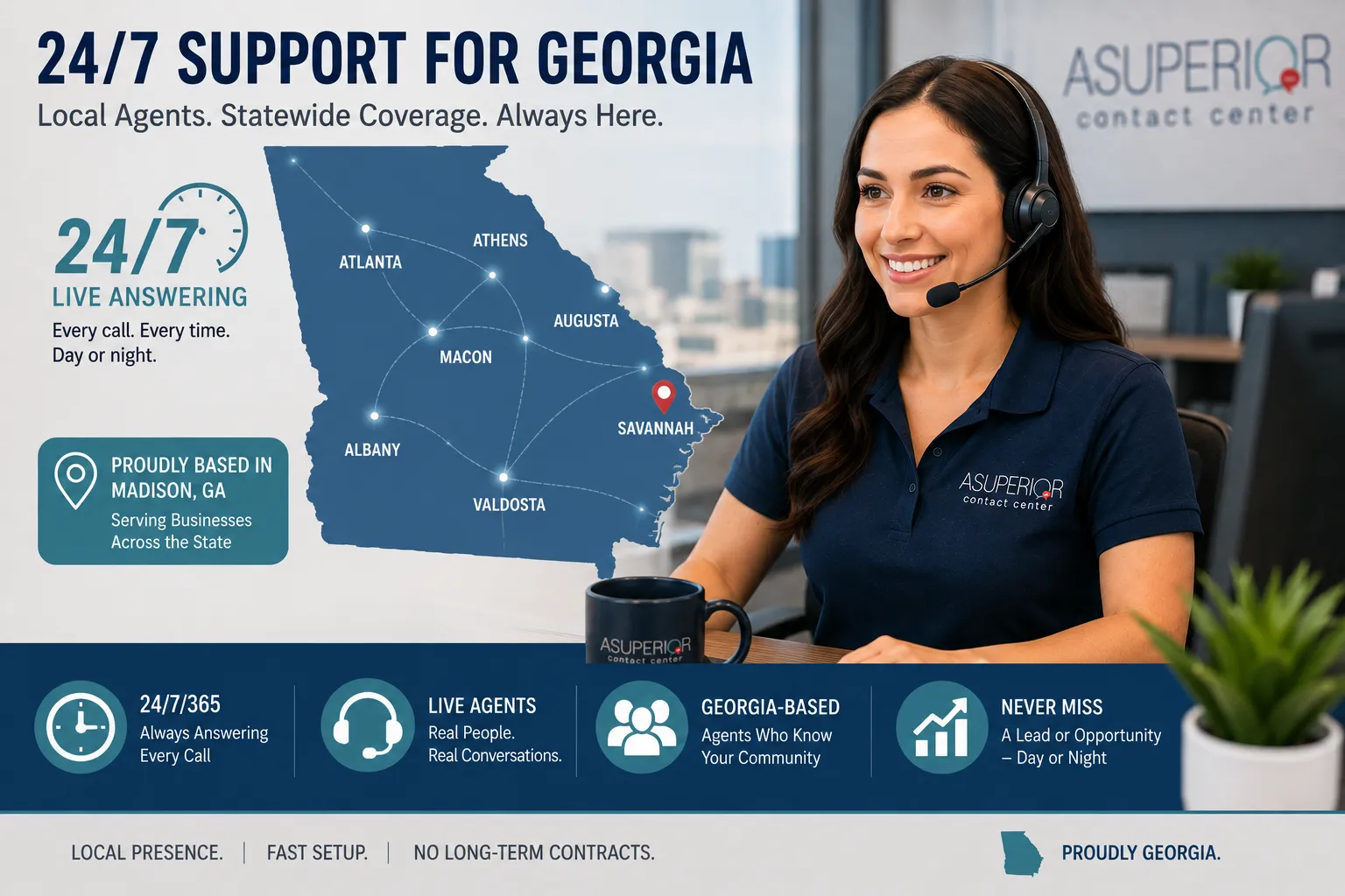 Live agent handling industry-specific calls for Georgia companies
